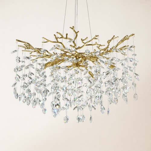 Frostleaf Crystal Cascade Branch Round Chandelier 30"D