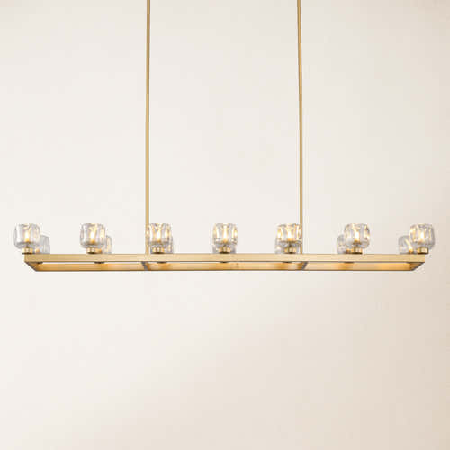 Vellum Rectangular Chandelier 68"W#Finish_Gold