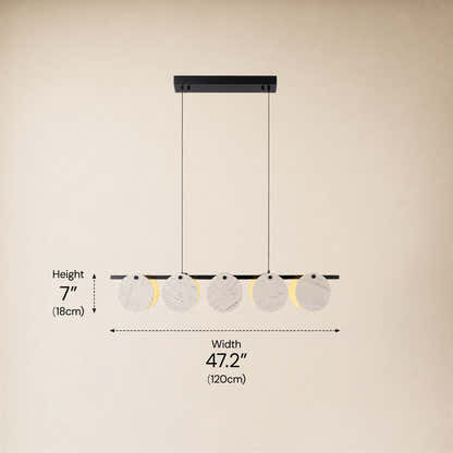 Pietra White Marble Disc Linear Chandelier 47.2"W