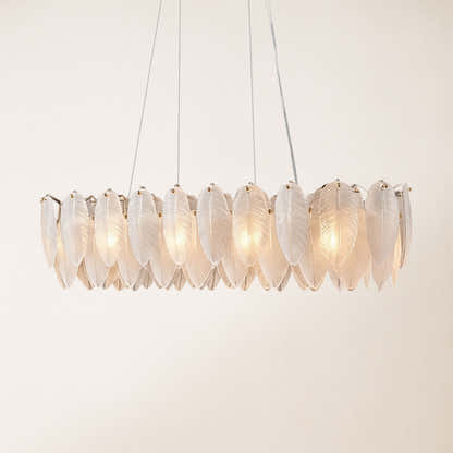 Avelis Glass Feather Linear Chandelier 40"W