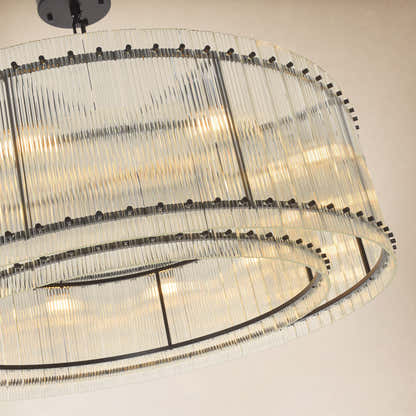 Solvayne Ribbed Glass Round Chandelier 48"D