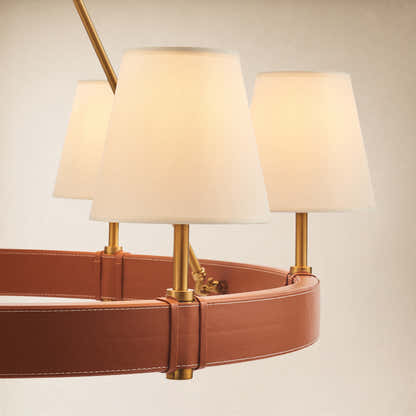 Corvella Leather Custom Round Chandelier 48" 60"W