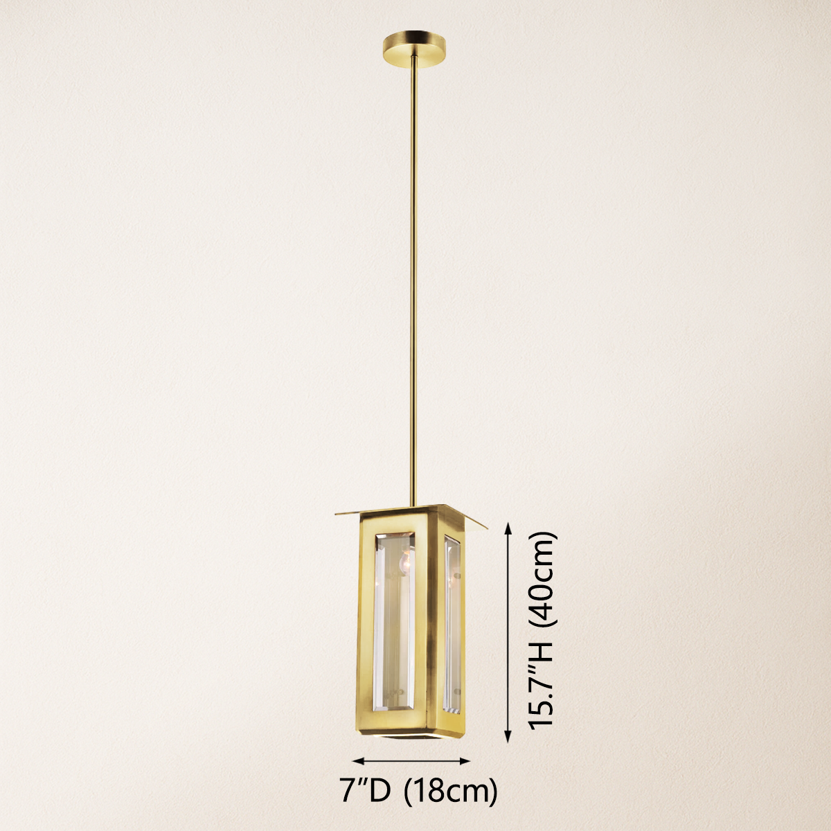 Baluster Rectangle Glass Pendant 7"W