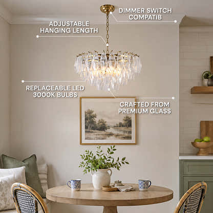 Celestial Drop Glass Round Chandelier 11.8"D
