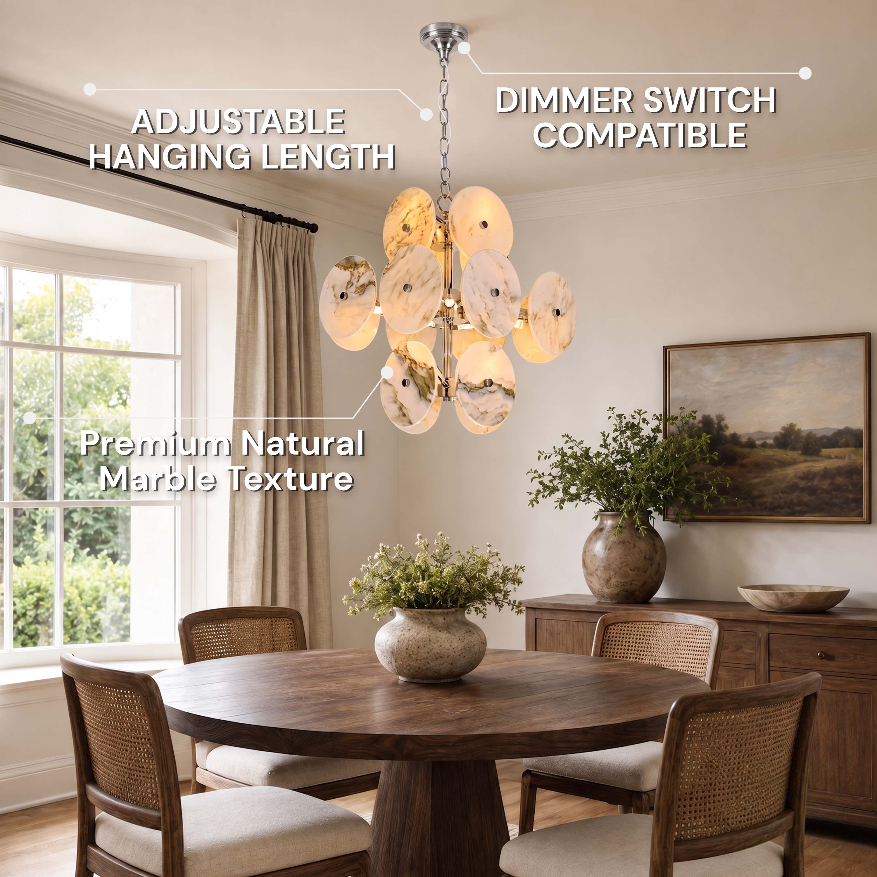 Pietra Ivory Marble Disc Pendant 17.7"D