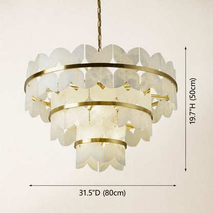 Cloudscape Alabaster Brass 3-Layer Chandelier 32"D
