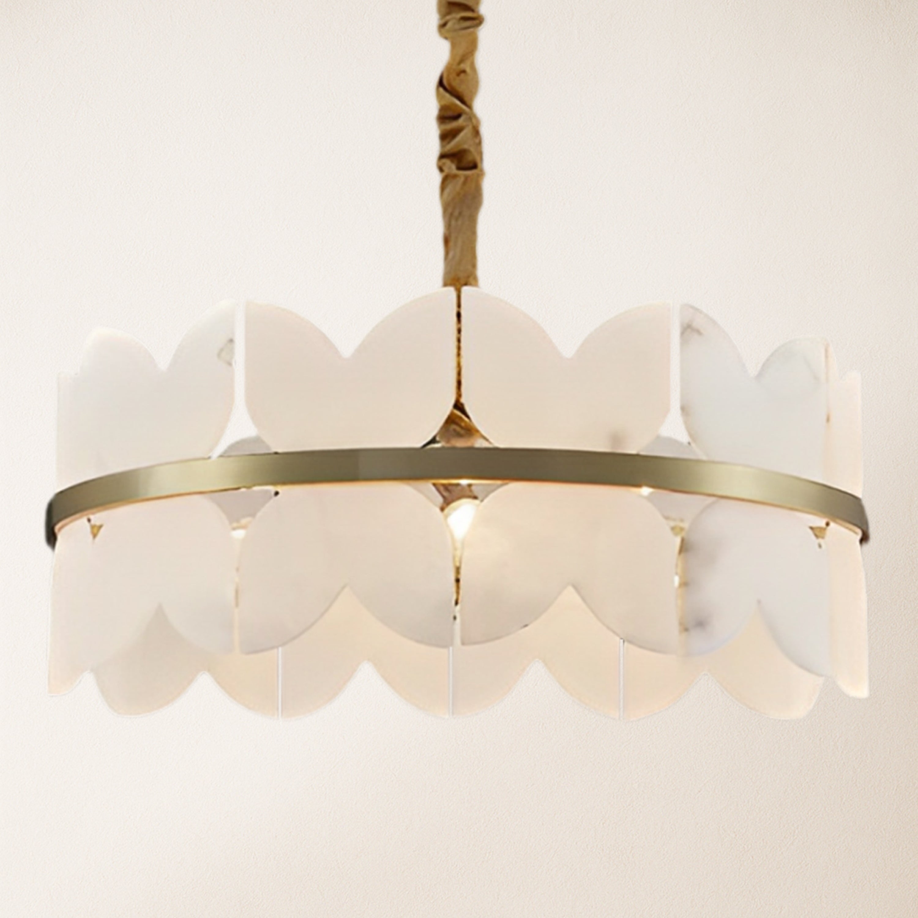 Cloudscape Alabaster Brass 1-Layer Chandelier 16"D