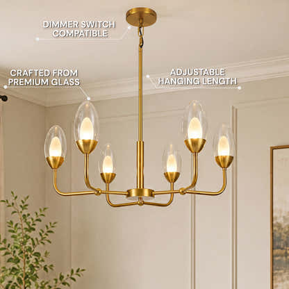 Cressa Oval Glass Round Chandelier 30"D