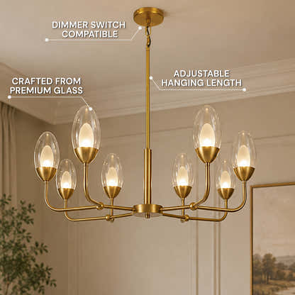 Cressa Oval Glass Round Chandelier 37"D