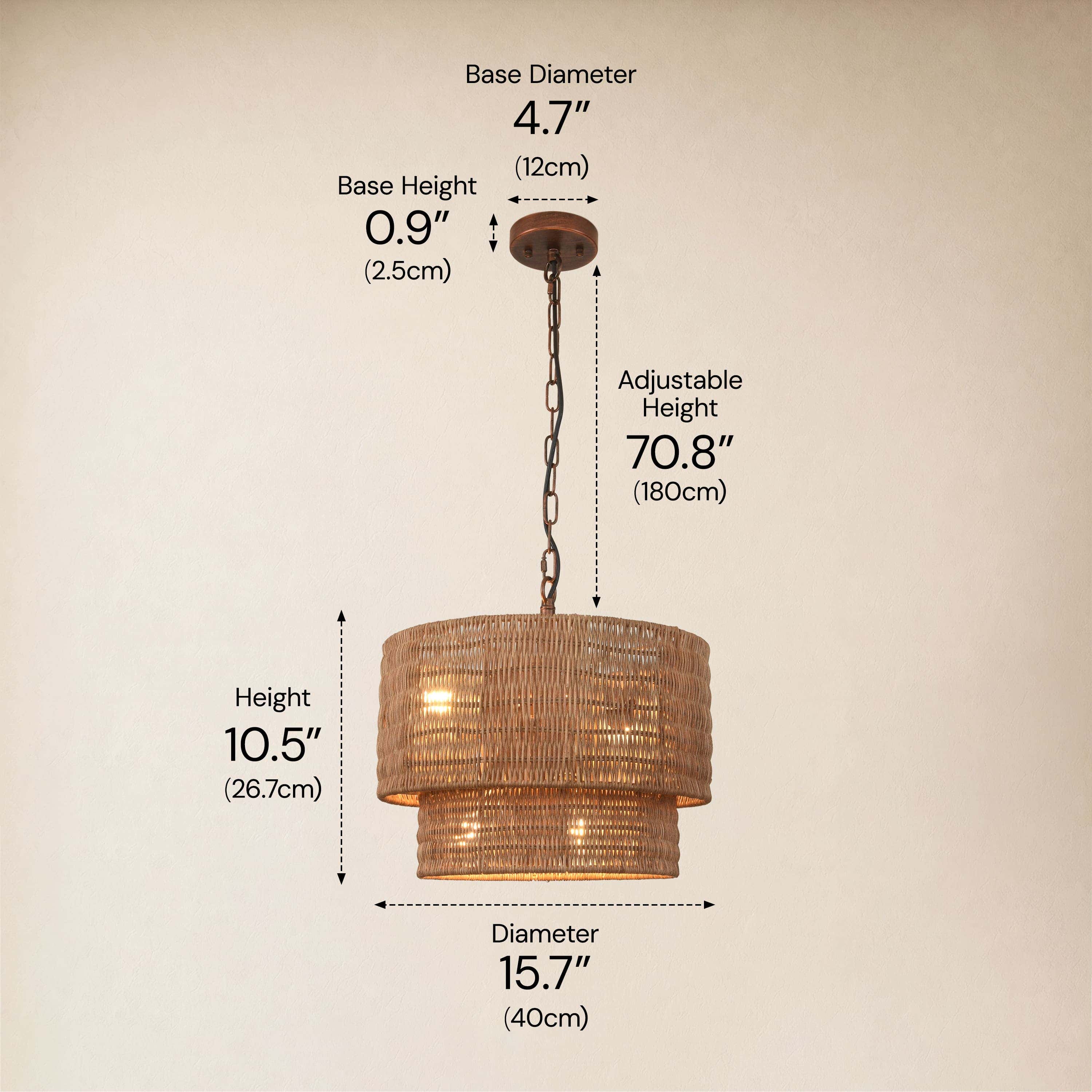 Cavana Rattan Round Pendant 16"D