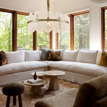 Cloudscape Alabaster Brass 1-Layer Chandelier 16"D