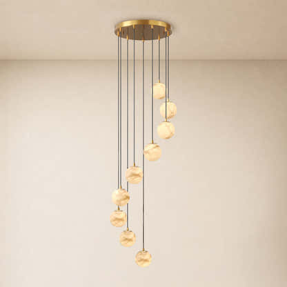Solindra Resin Alabaster Texture Globe Cascade Chandelier