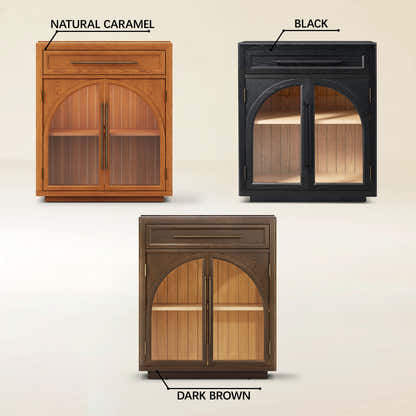 Alvar Arched 32" Oak Storage Cabinet with Drawers