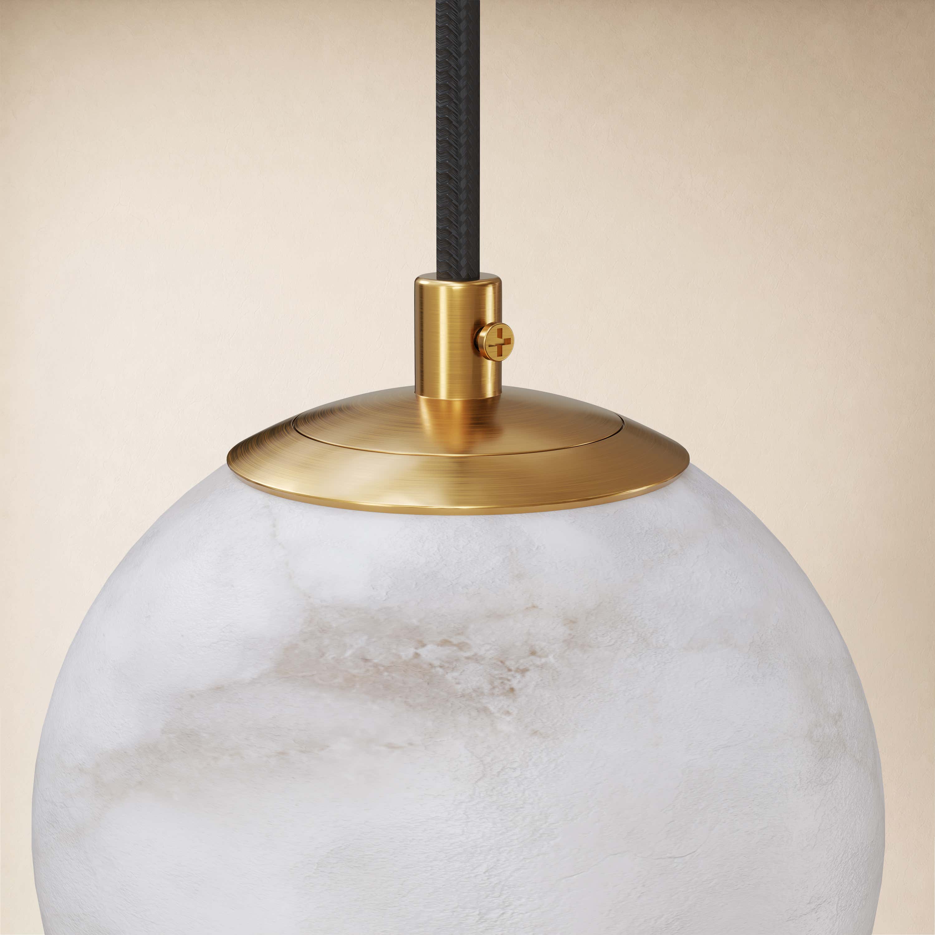 Solindra Resin Resin Alabaster Texture Globe Pendant 4.7"D