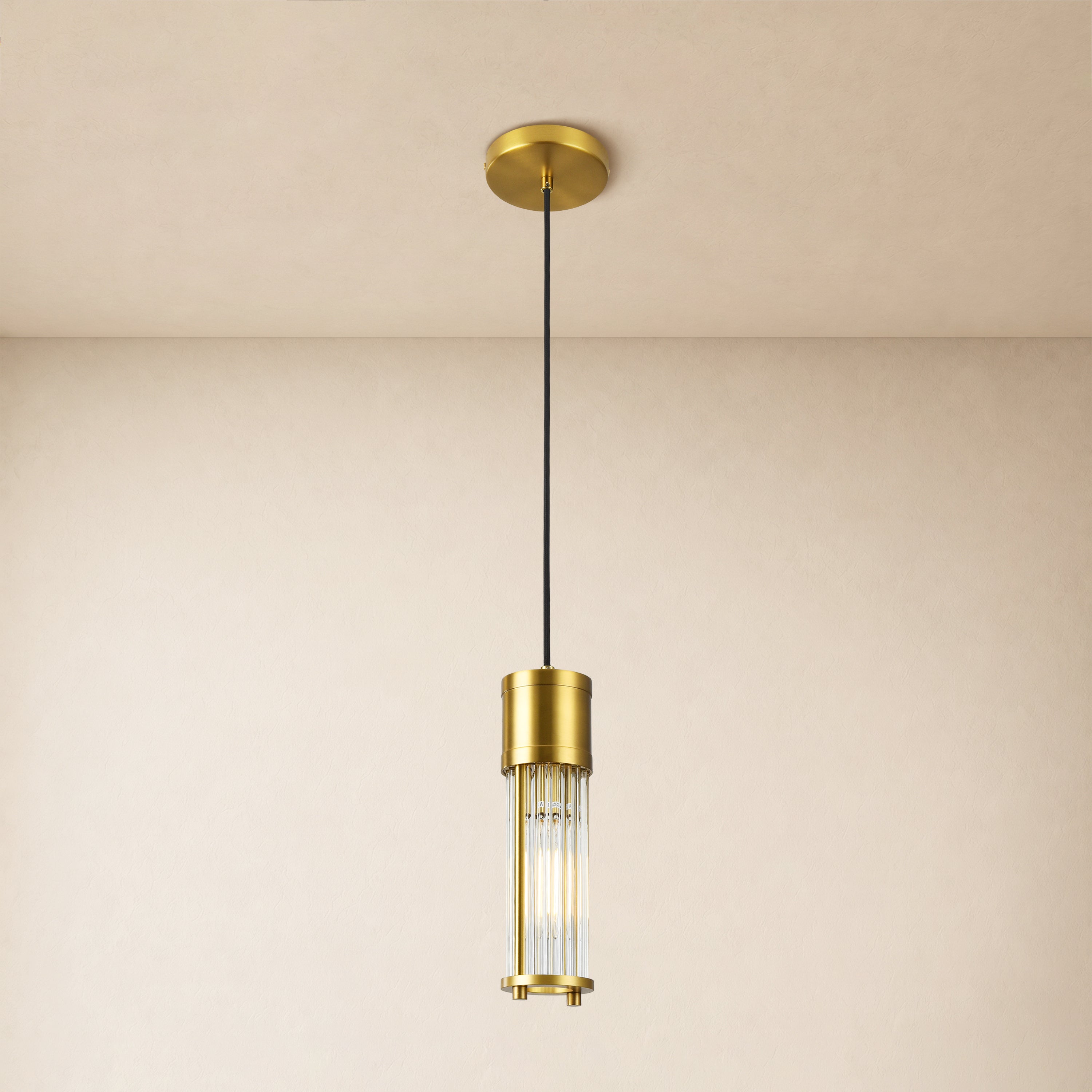 Briar Ribbed Glass Cylinder Pendant 11
