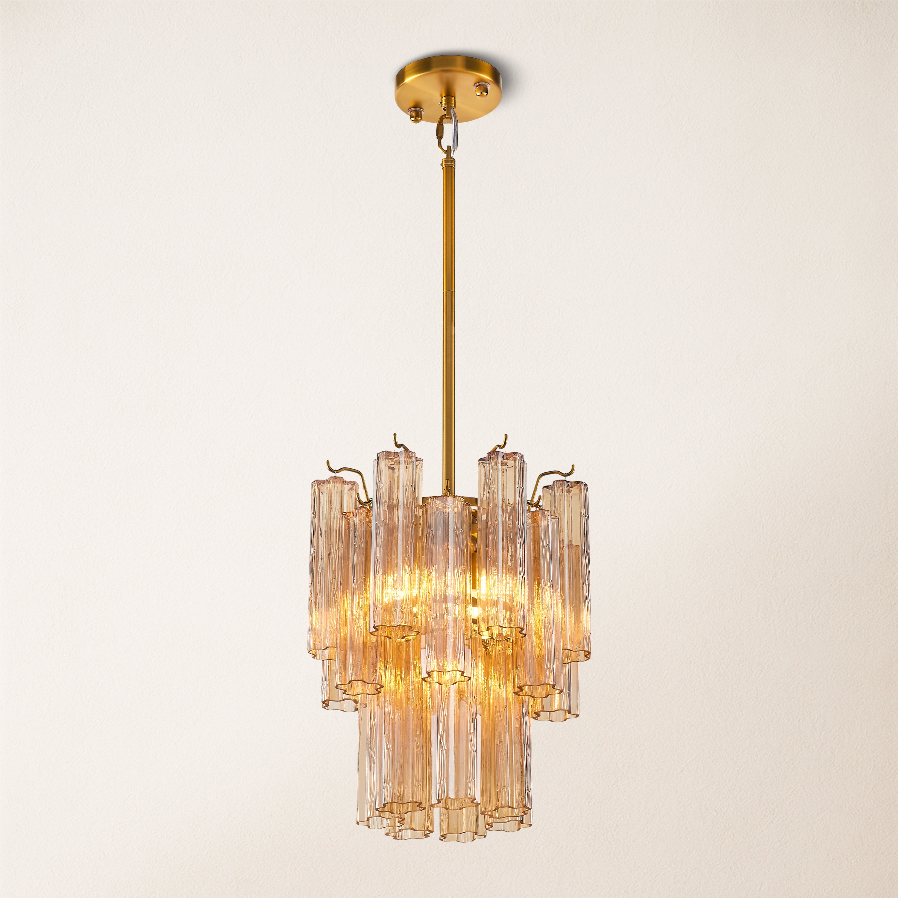 Dawel Glass Round Chandelier 12"D#Glass_Amber