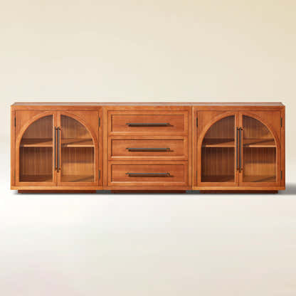 Alvar Arched 94.5″ Oak Modular Media Console(Set of 3)