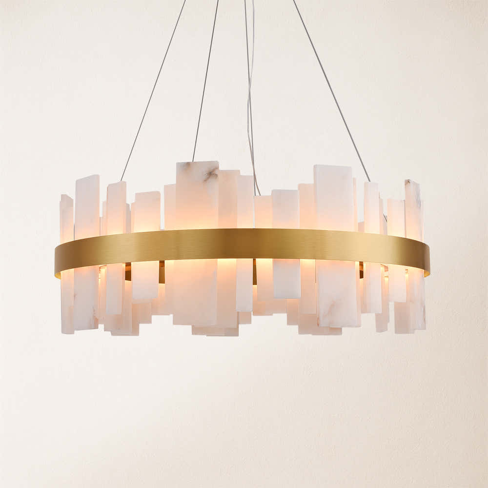 Nocturne Alabaster Round Chandelier 32"#Finish_Gold