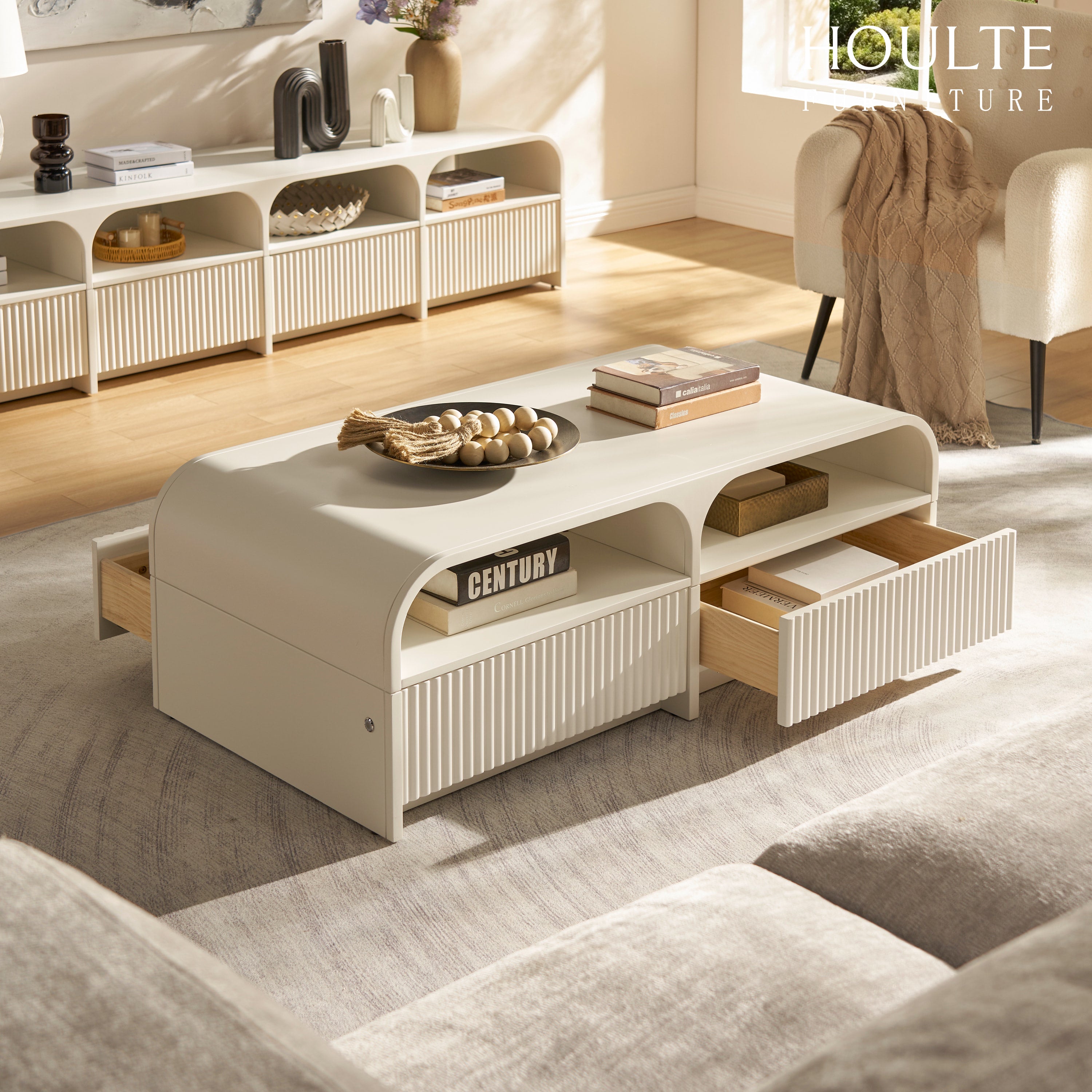 Naru Media Console and Coffee Table Set