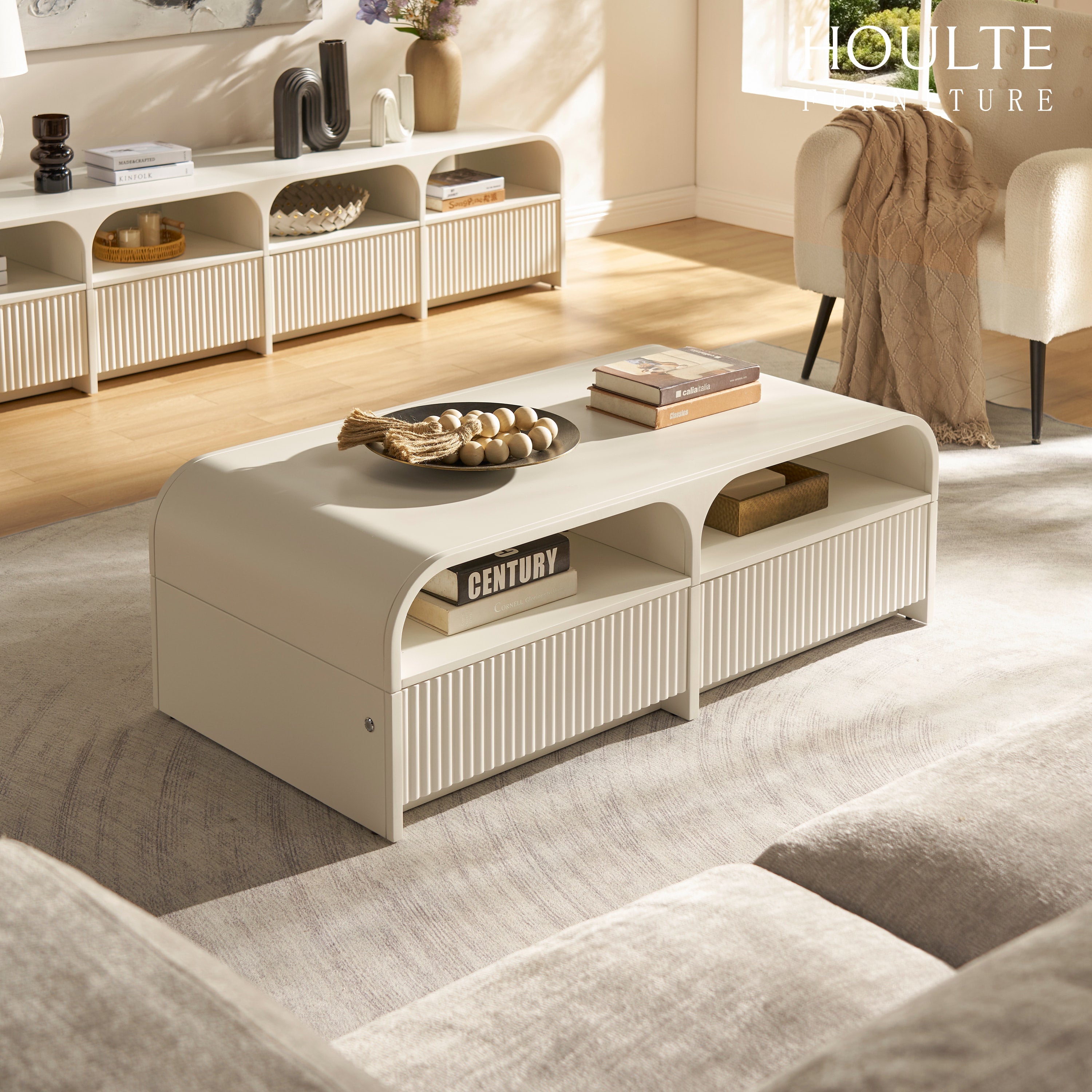 Naru Media Console and Coffee Table Set