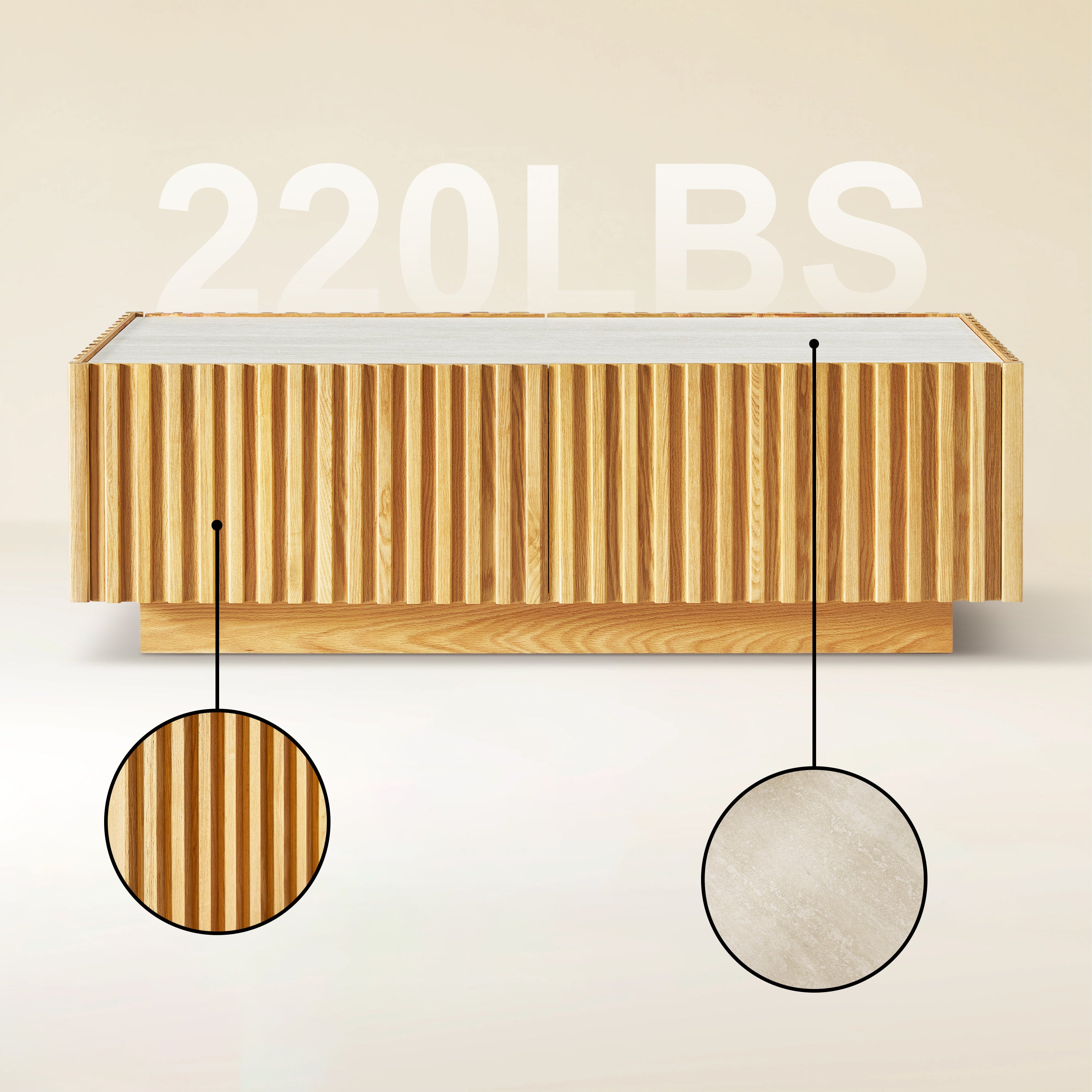 Isla Oak Sintered Stone Rectangle Coffee Table 120cm