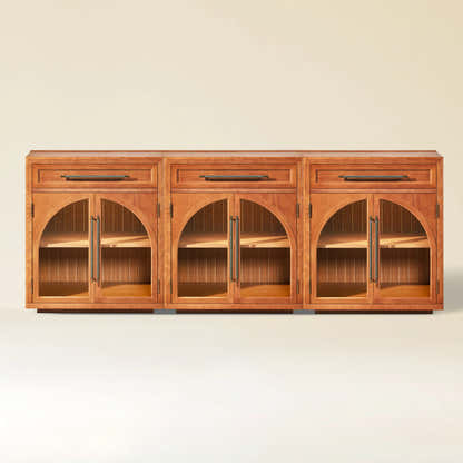 Alvar Arched 94.5" Oak Sideboard with Drawers(Set of 3)