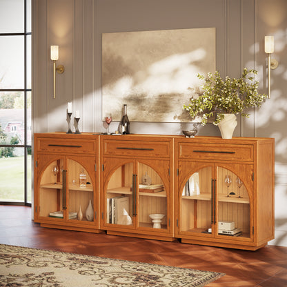Alvar Arched 96" Oak Sideboard with Drawers(Set of 3)