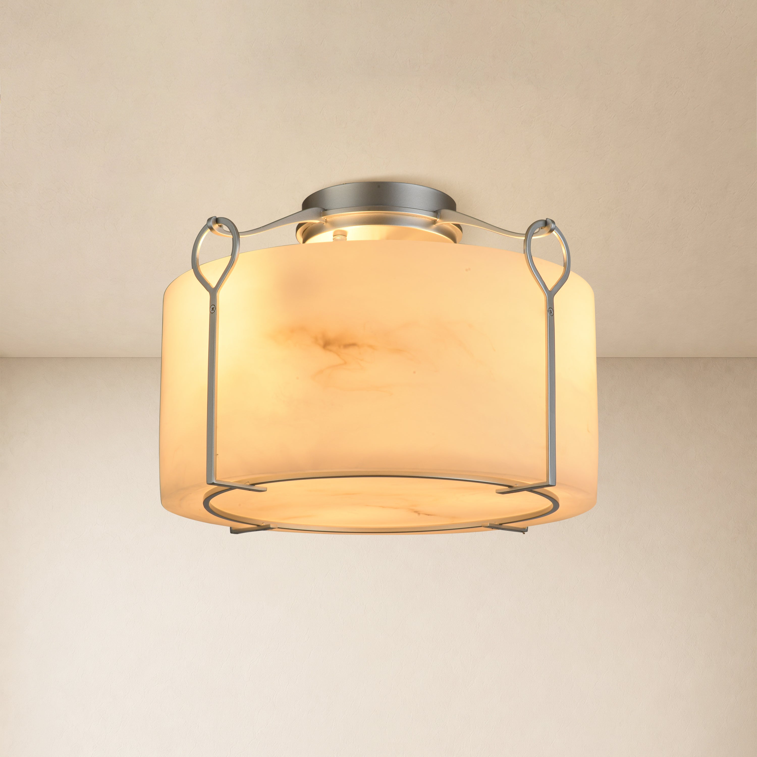 Alora Resin Alabaster Texture Round Flush Mount#Finish_Silver