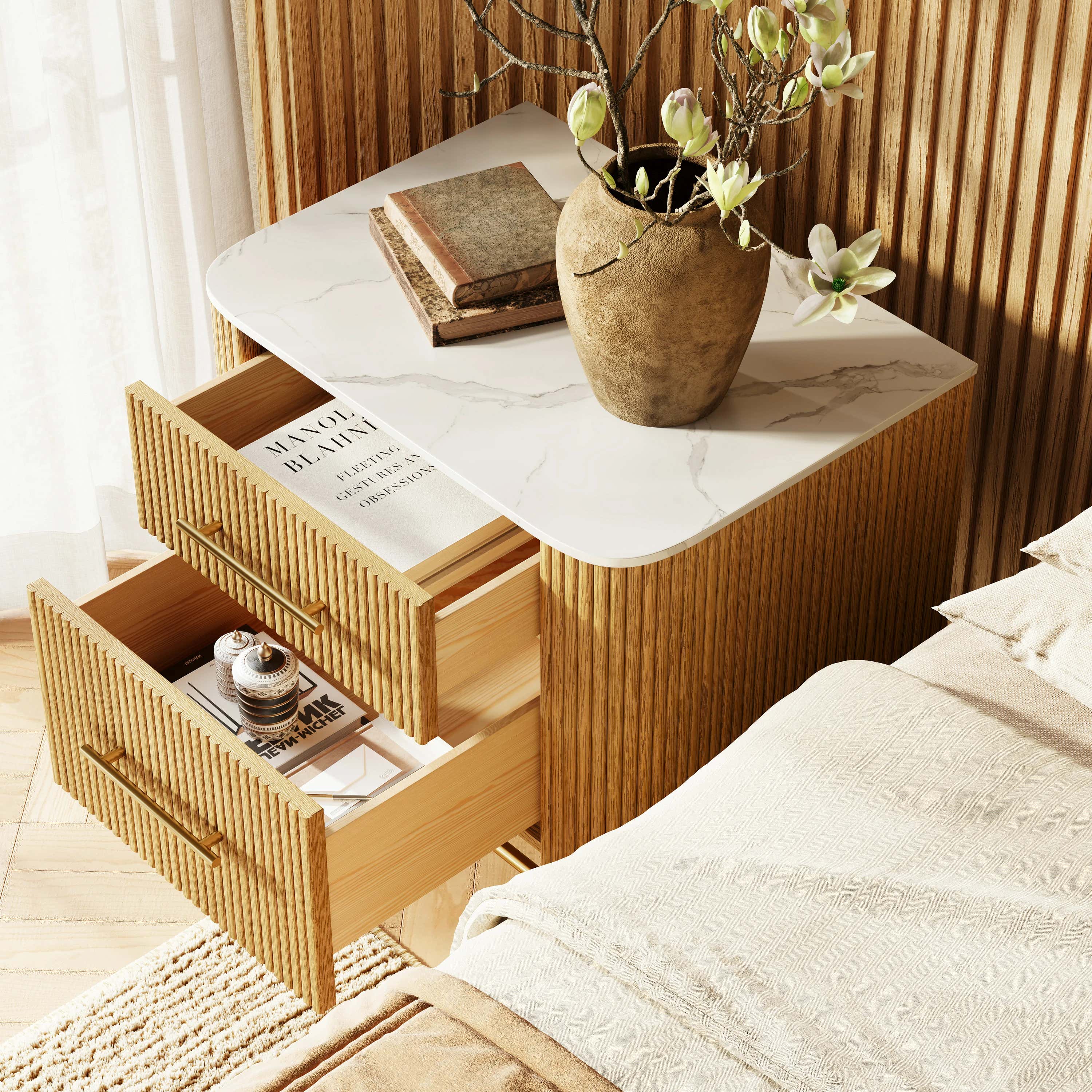 Ewan Sintered Stone Nightstand 26"W