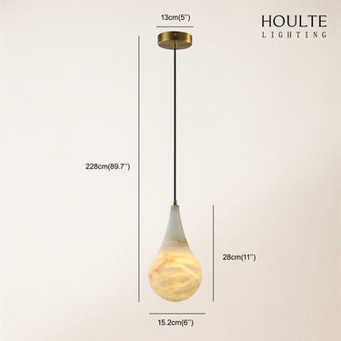 Ares Alabaster Modern Water-Drop Pendant 6"D