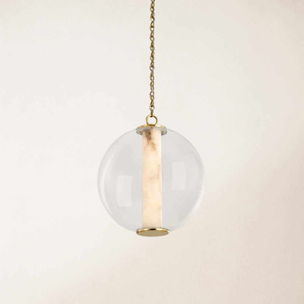 Auroba Alabaster Tube Glass Globe Pendant 14''D