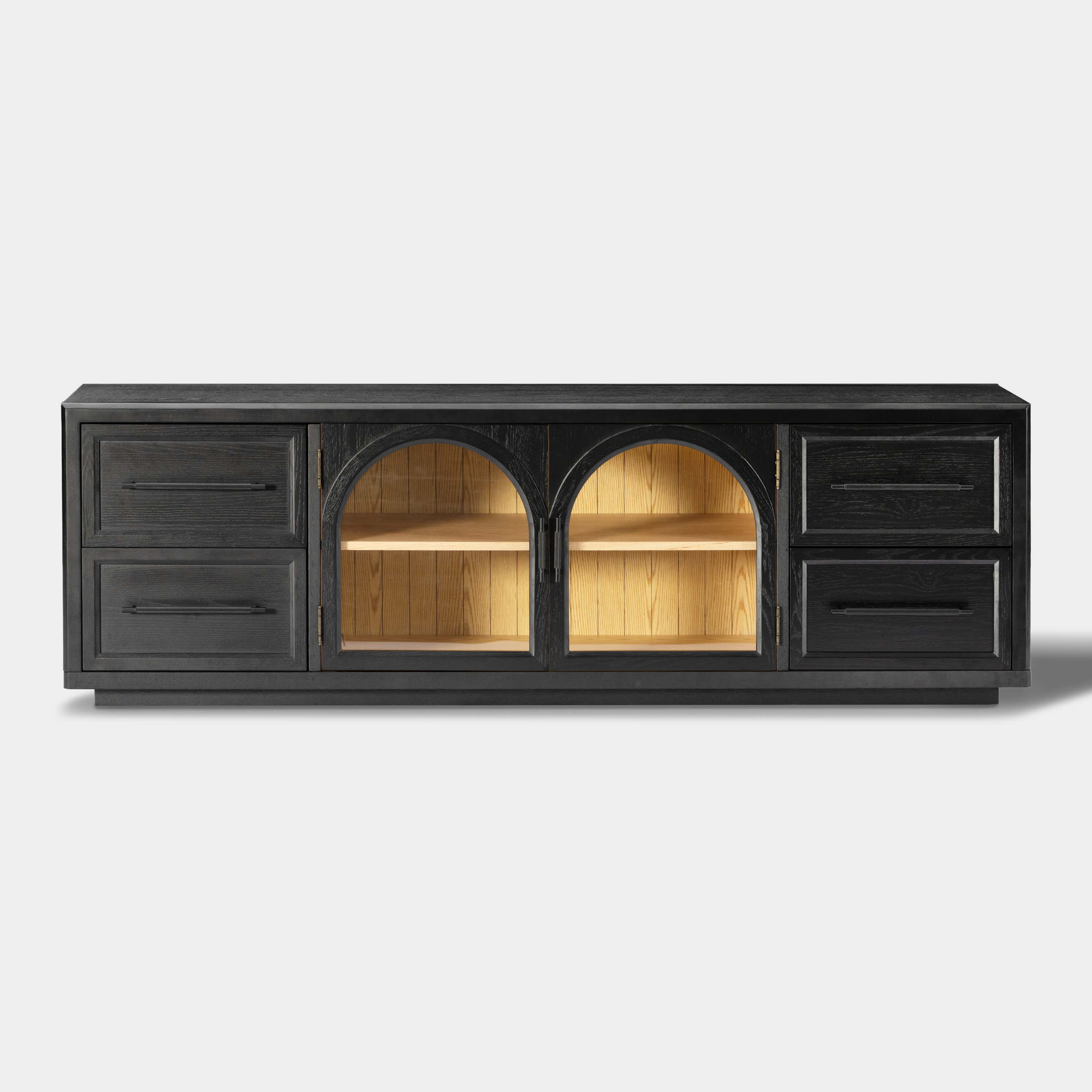 Alvar Oak Media Console and Sideboard Set