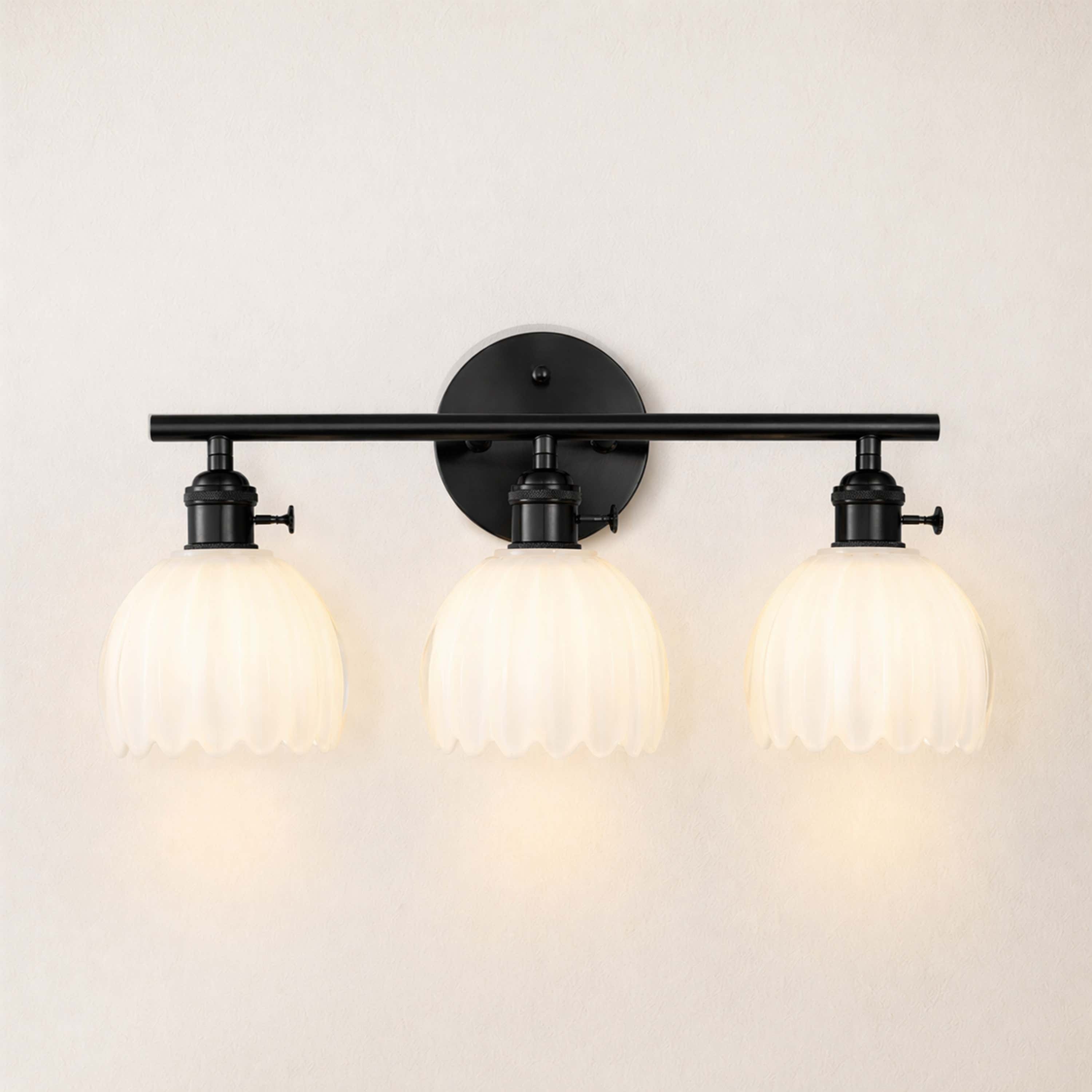 Orbixa Milky Glass 3-Lights Wall Sconce 18.8"W