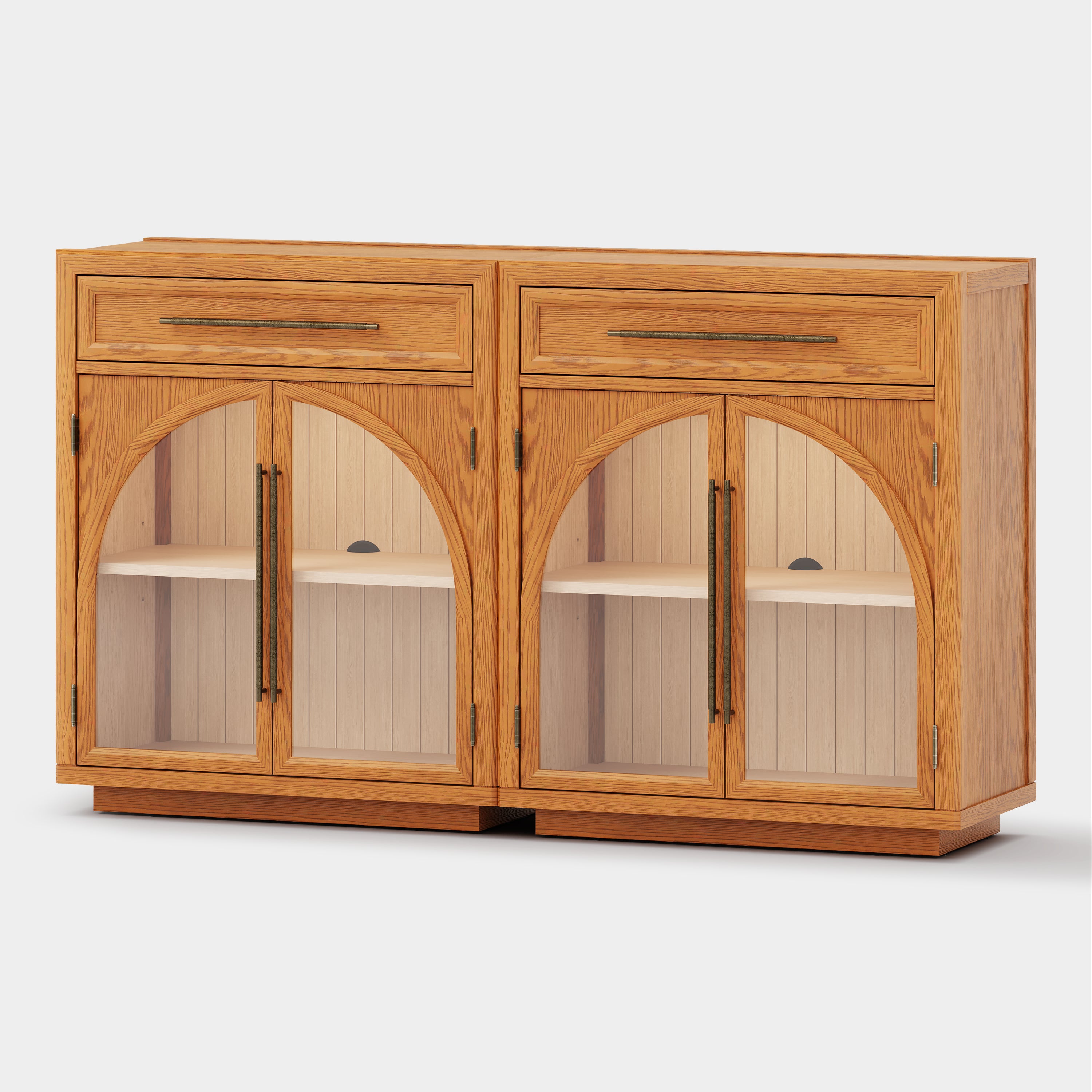 Alvar Arched 64" Oak Sideboard with Drawers(Set of 2)
