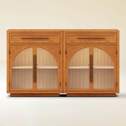 Alvar Arched 64" Oak Sideboard with Drawers(Set of 2)
