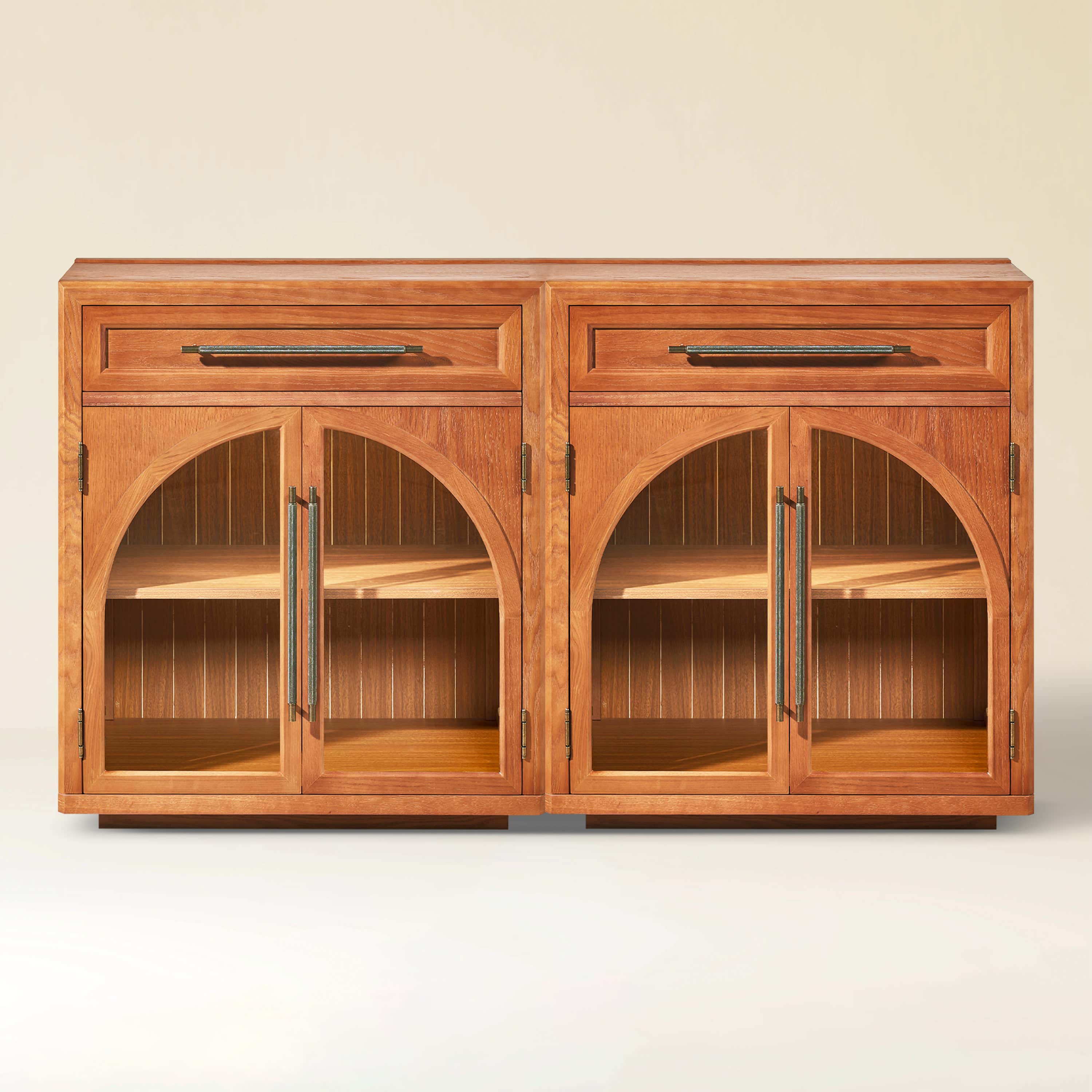 Alvar Arched 62.9" Oak Sideboard with Drawers(Set of 2)