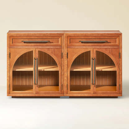 Alvar Arched 62.9" Oak Sideboard with Drawers(Set of 2)