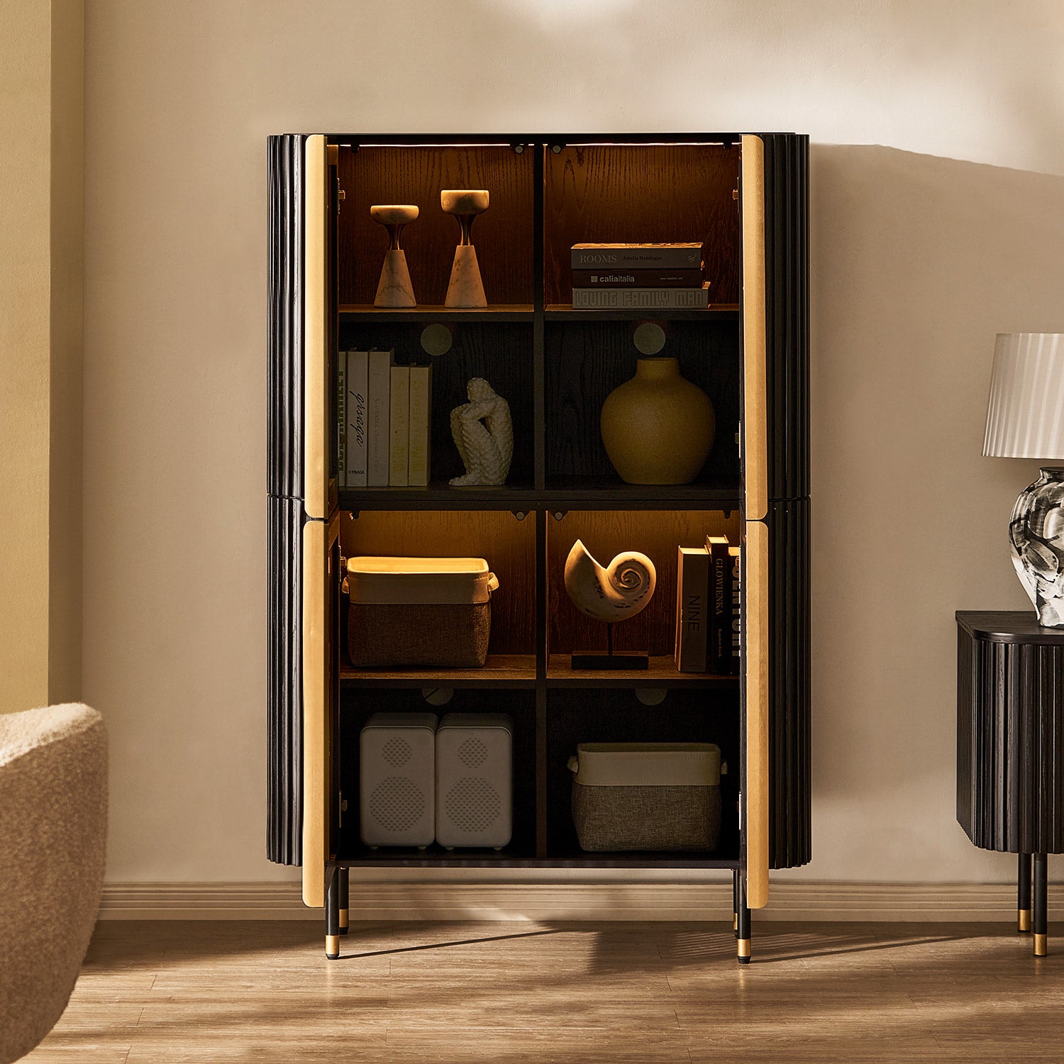 Ewan 67″H Oak Vertical Combination Cabinet(Set of 2)