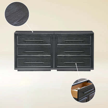 Alvar 63″ Oak 6-Drawer Chest(Set of 2)