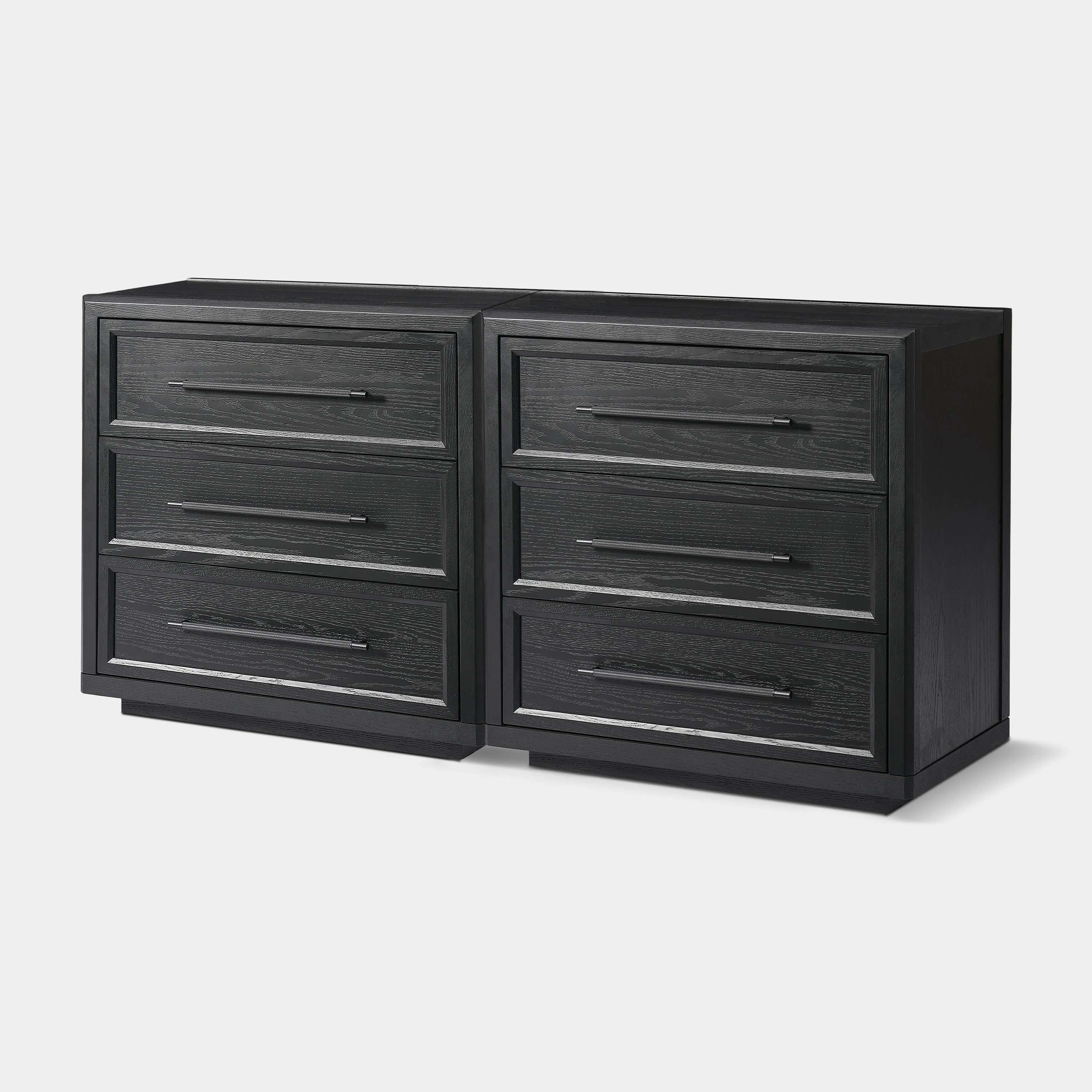 Alvar 63″ Oak 6-Drawer Chest(Set of 2)