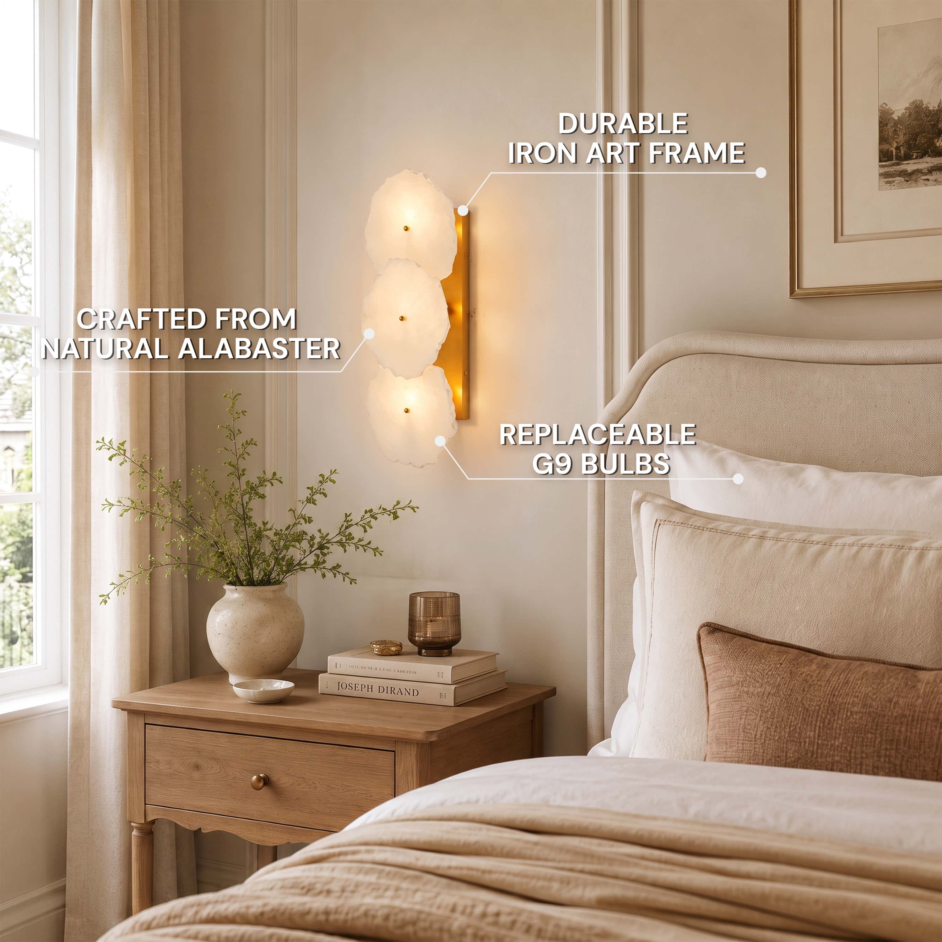 Moira Alabaster 3 Lights Wall Sconce