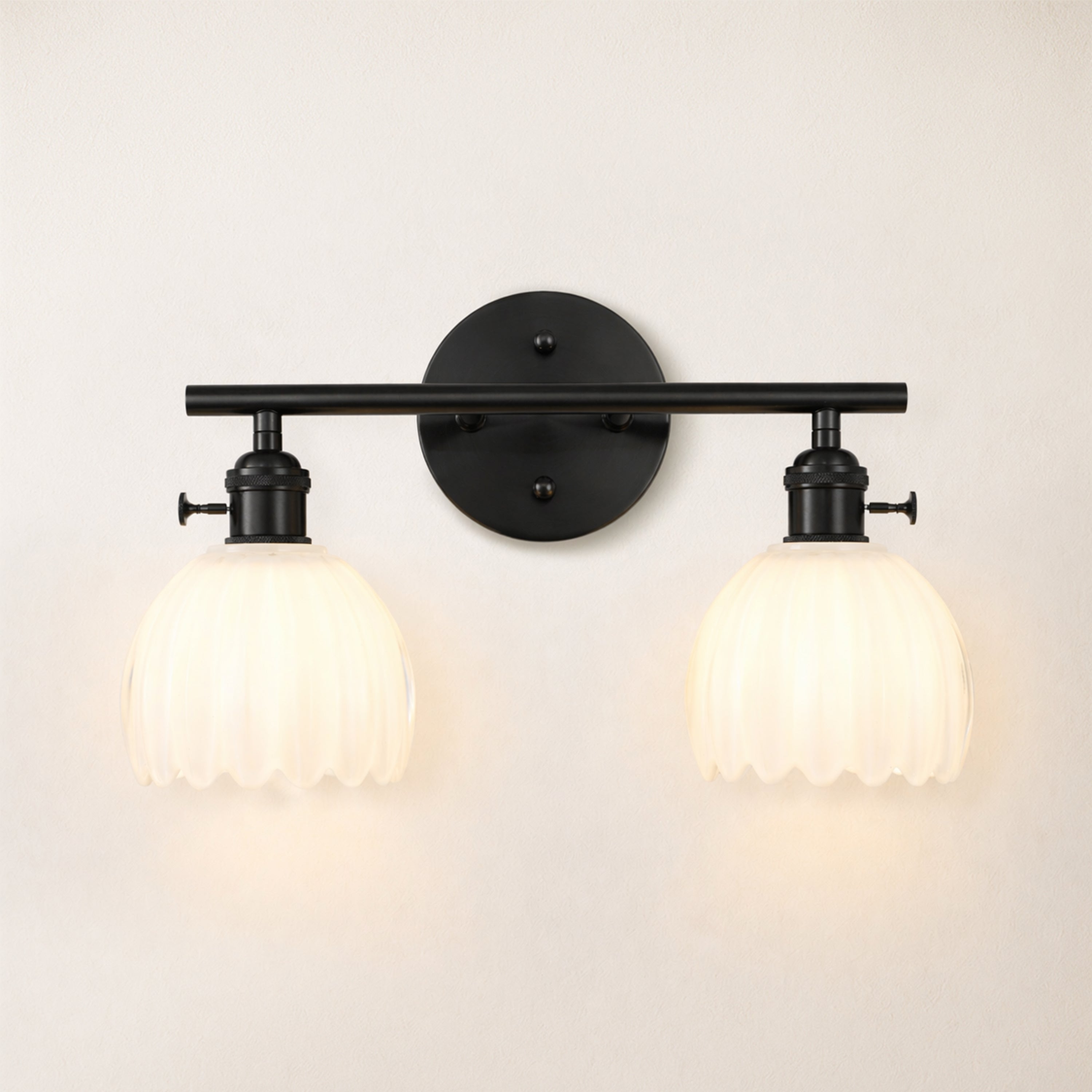 Orbixa Milky Glass 2-Lights Wall Sconce 15