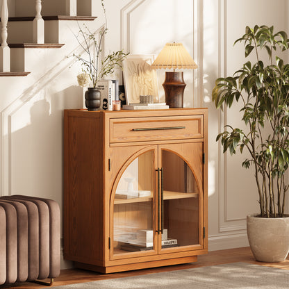 Alvar Arched 32" Oak Storage Cabinet with Drawers