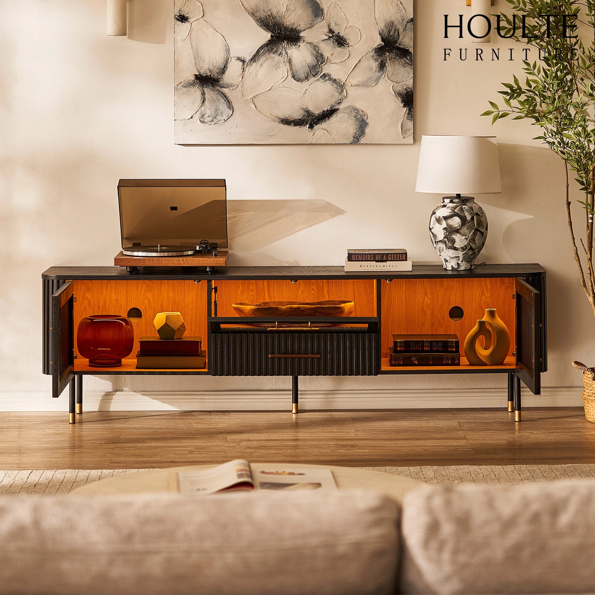 Ewan Oak Media Console 80"W