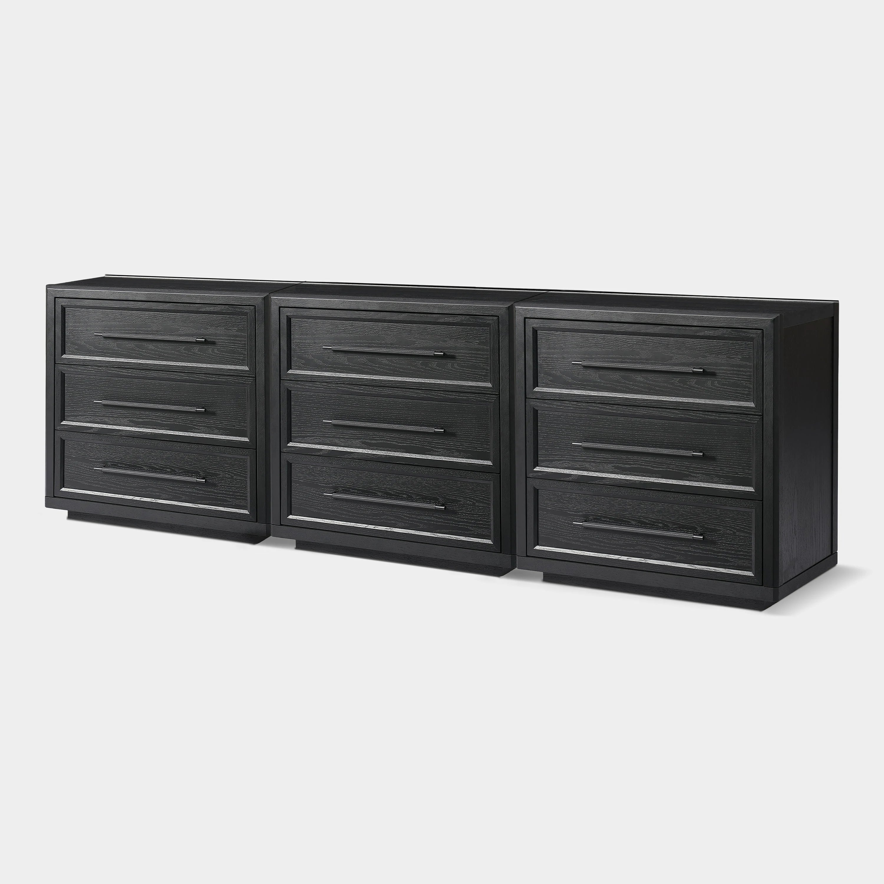 Alvar 94.5″ Oak 9-Drawer Chest(Set of 3)