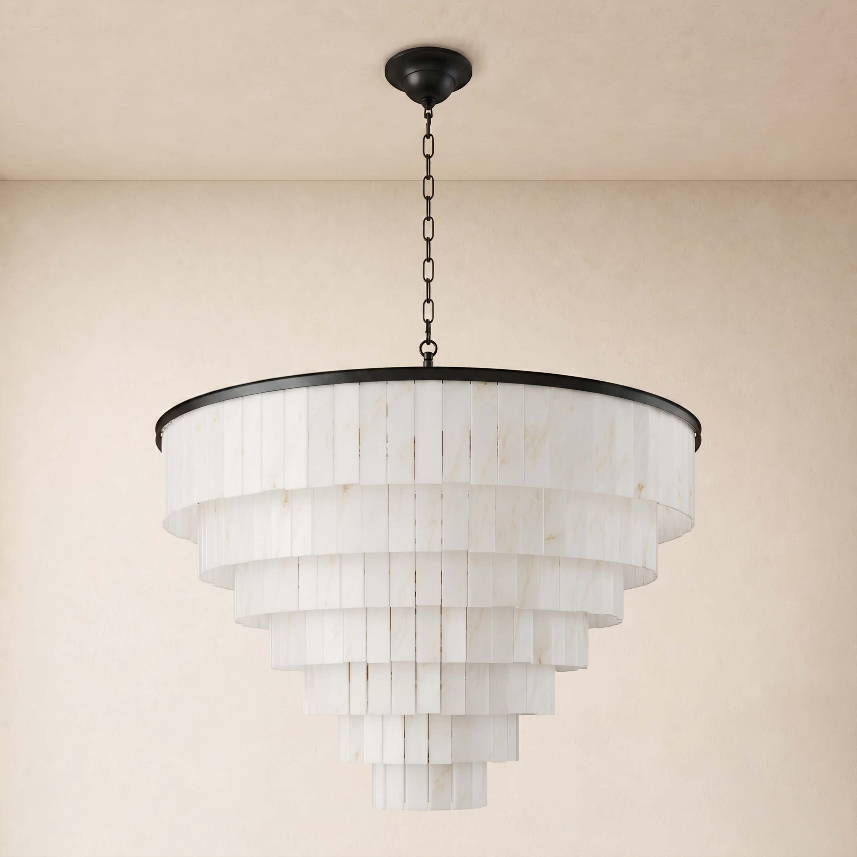 Montrava Alabaster Tiered Round Chandelier 60"D