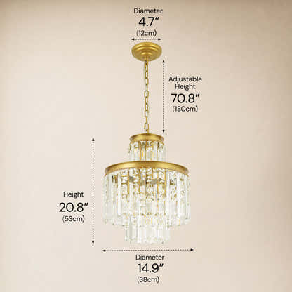 Lucentra Crystal Tiered Round Pendant 15"D