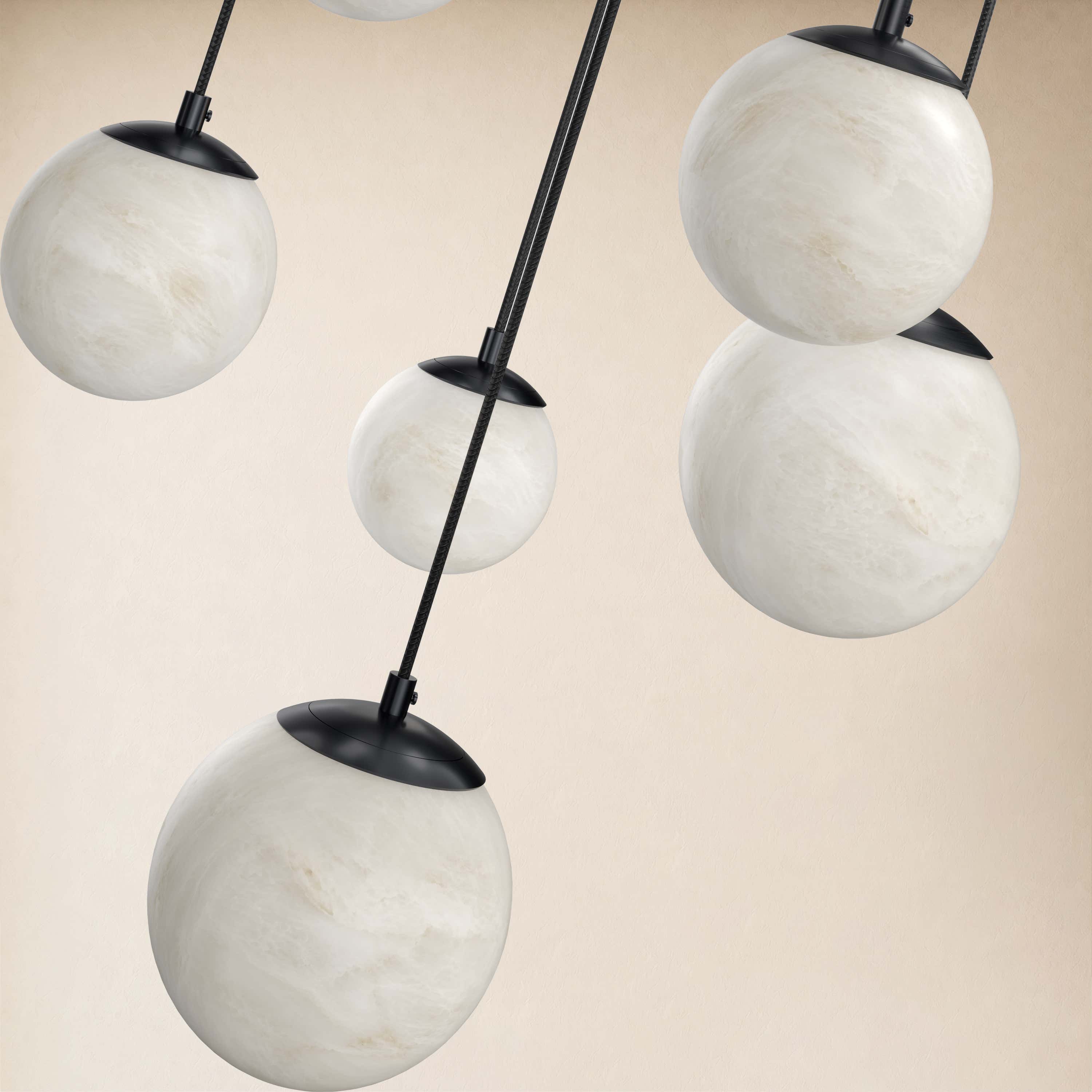 Elviora Resin Alabaster Globe Rectangular Chandelier