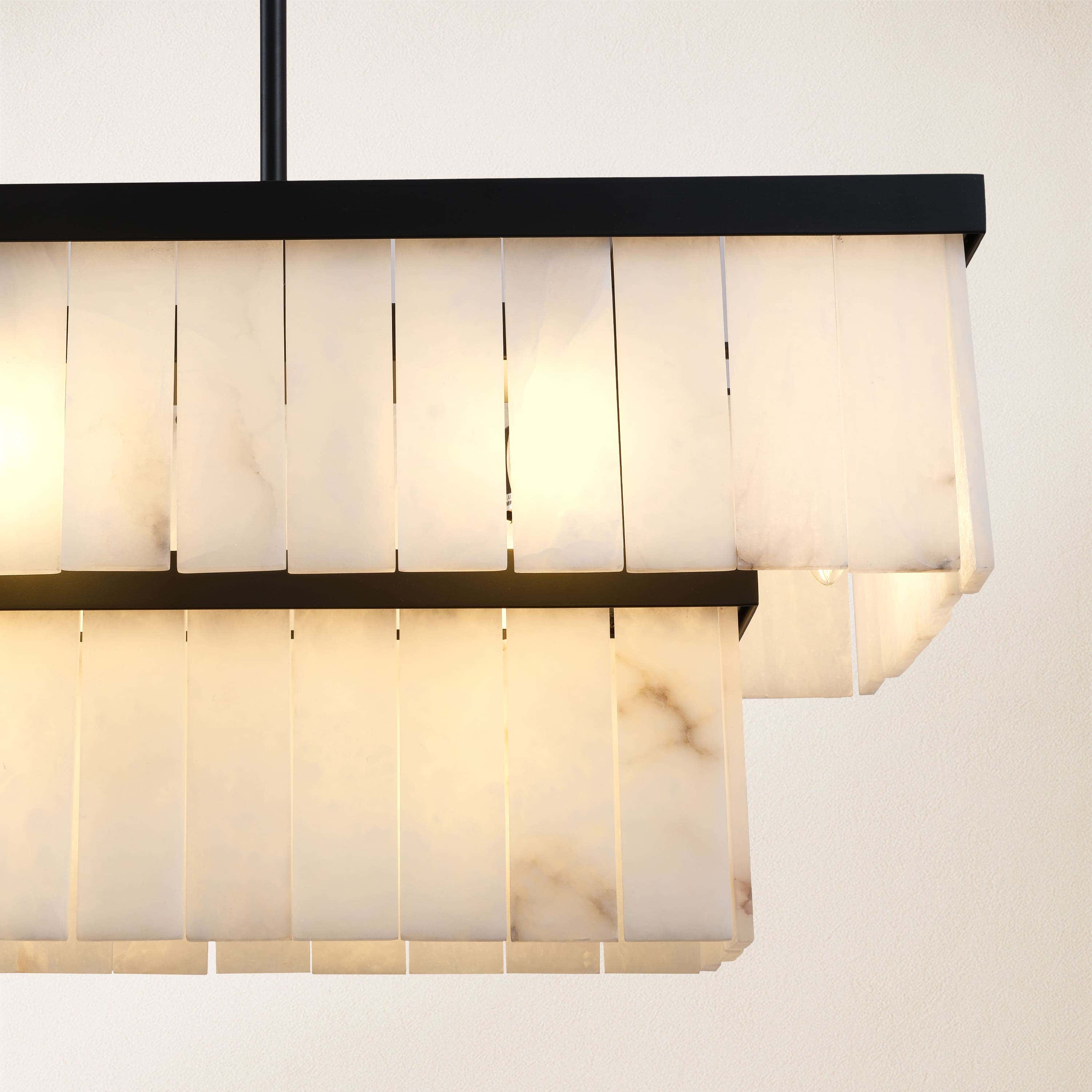 Solmare Alabaster Rectangular Chandelier 55"W