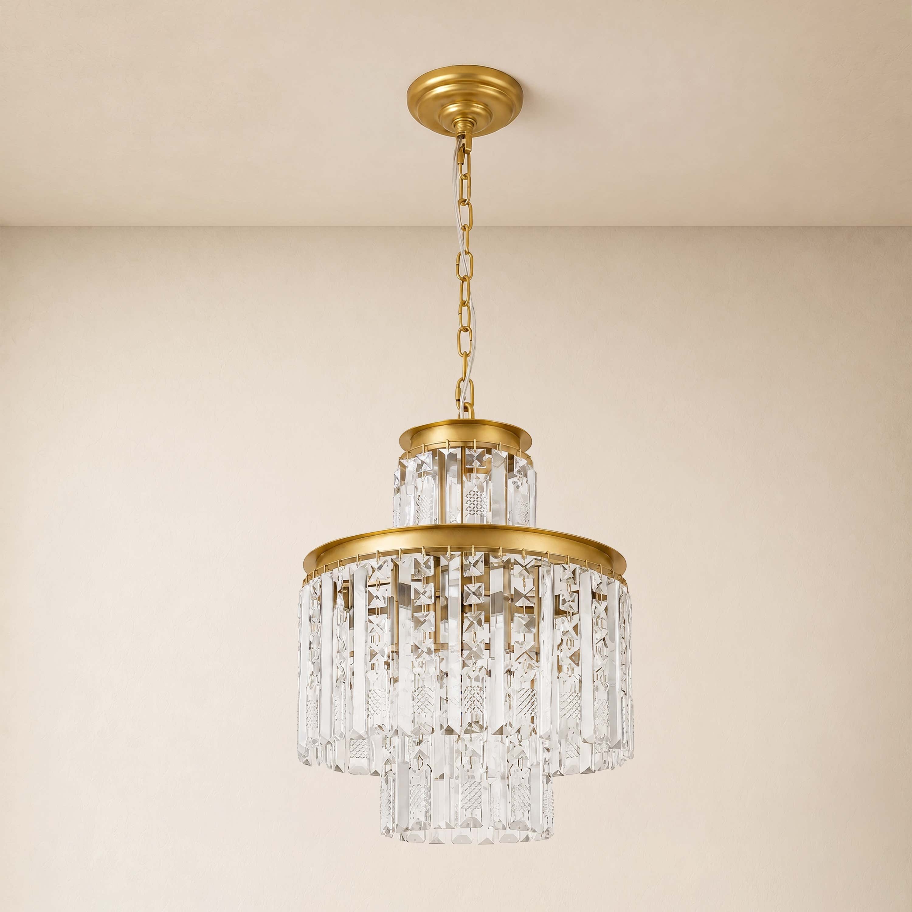Lucentra Crystal Tiered Round Pendant 15"D